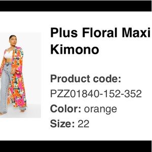 BooHoo Plus Floral Maxi Kimono